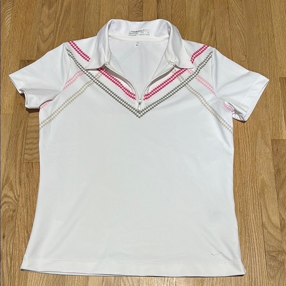 Nike Tops - Nike Golf Fit Dry Polyester & Spandex Golf Polo Zippered T-Shirt Size Small(4-6)